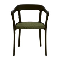 Chaise design Steelwood Magis structure en acier noir, assise en tissu vert