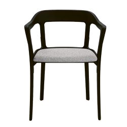 Chaise design Steelwood Magis structure en acier noir, assise en tissu gris