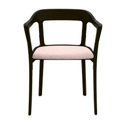 Chaise design Steelwood Magis structure en acier noir, assise en tissu rose