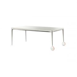 Grande table Big Will, Magis, structure aluminium poli, plateau en verre trempé blanc brillant, 280x125 cm