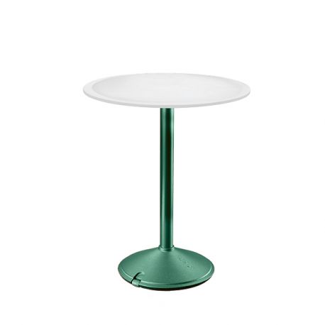 Brut, table ronde d'extérieur, Magis pieds gris anthracite, plateau HPL blanc 60 cm