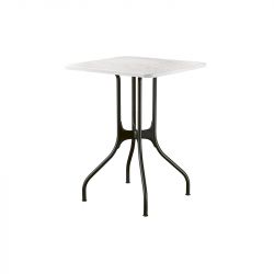 Mila table design, Magis plateau en marbre de Carrare Blanc, pieds en acier noir, 70x70 cm