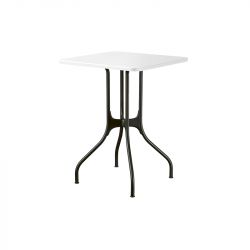 Mila table design, Magis plateau HPL blanc, pieds en acier noir, 70x70 cm