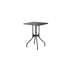 Mila table design, Magis plateau HPL noir, pieds en acier noir, 55x55 cm