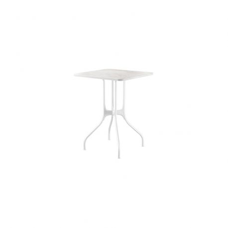 Mila table design, Magis plateau en marbre de Carrare Blanc, pieds en acier blanc, 55x55 cm
