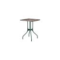 Mila table design, Magis plateau en marbre Emperador, pieds en acier vert, 55x55 cm