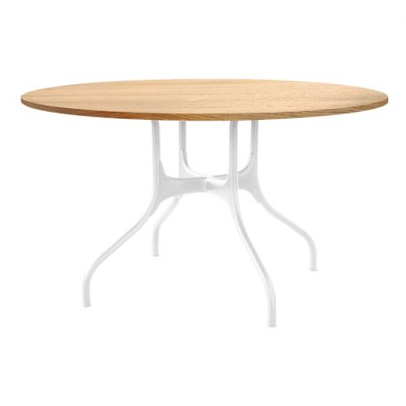 pear manager place Milà grande table ronde design, Magis plateau en chêne naturel, pieds en  acier blanc, diamètre 130 cm - Cerise sur la Deco