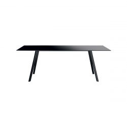Pilo, grande table à manger design, Magis pieds en frêne verni noir, plateau HPL noir, 160x85 cm