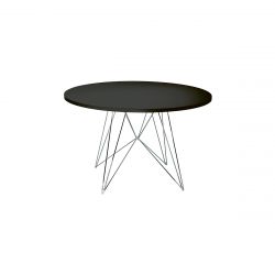 XZ3, grande table ronde, Magis pied chromé, plateau en MDF noir, diamètre 120 cm