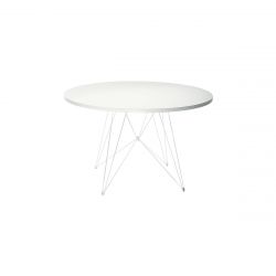 XZ3, grande table ronde, Magis pied blanc, plateau en MDF blanc, diamètre 120 cm