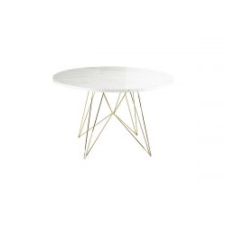 XZ3, grande table ronde, Magis pied plaqué or, plateau en marbre blanc de Carrare, diamètre 120 cm