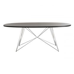 XZ3, grande table ovale, Magis pied blanc, plateau en MDF noir, 200x119 cm