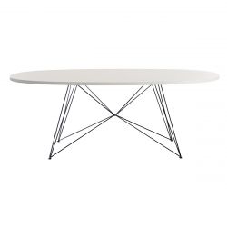 XZ3, grande table ovale, Magis pied noir, plateau en MDF blanc, 200x119 cm