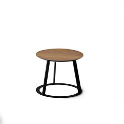 Petite table basse Albino Legno, plateau noyer, pieds noirs, Horm Casamania diamètre 41 x hauteur 32 cm