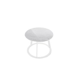 Petite table basse Albino Marmo, plateau marbre blanc de Carrare, pieds blancs, Horm Casamania diamètre 41 x hauteur 32 cm
