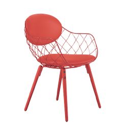 Chaise Pina, rouge corail, revêtement tissu, 44 x 45 x H81 cm, Magis
