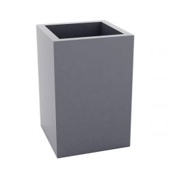 Pot Cube Haut gris argent laqué brillant 50x50xH75 cm, simple paroi, Vondom