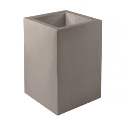 Pot Cube Haut taupe mat 50x50xH75 cm, simple paroi, Vondom