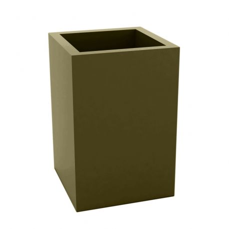Pot Cube Haut kaki laqué brillant 50x50xH75 cm, simple paroi, Vondom
