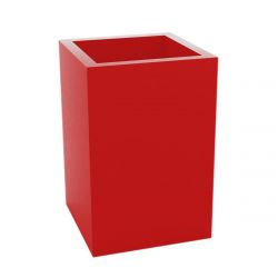 Pot Cube Haut rouge laqué brillant 50x50xH75 cm, simple paroi, Vondom