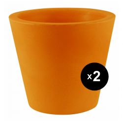 Lot de 2 Pots Coniques diamètre 60 x hauteur 52 cm, simple paroi, Vondom orange