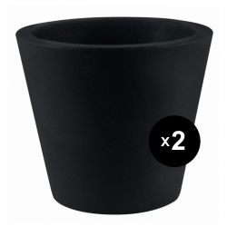 Lot de 2 Pots Coniques diamètre 60 x hauteur 52 cm, simple paroi, Vondom noir