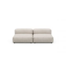 Canapé 2 à 3 places en cuir gris clair Vetsak, L.210 x H.60 x P.115,5 cm