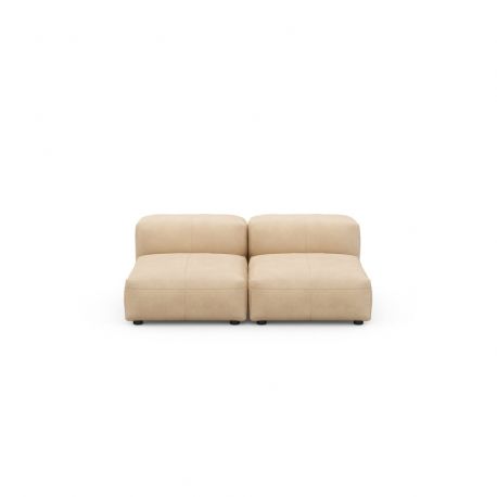 Canapé 2 places en cuir beige Vetsak, L.168 x H.60 x P.115,5 cm