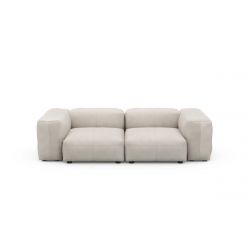 Canapé 2 places avec accoudoirs en cuir gris clair Vetsak, L.231 x H.60 x P.220,5 cm
