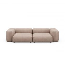 Canapé 2 à 3 places avec accoudoirs en cuir gris stone Vetsak, L.273 x H.60 x P.115,5 cm