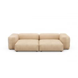 Canapé 2 à 3 places avec accoudoirs en cuir beige Vetsak, L.273 x H.60 x P.136,5 cm