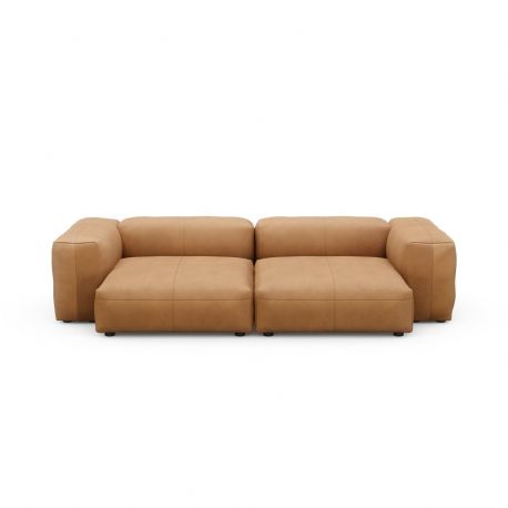 Canapé 2 à 3 places avec accoudoirs en cuir marron Vetsak, L.273 x H.60 x P.136,5 cm