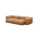 Canapé 2 à 3 places avec accoudoirs en cuir marron Vetsak, L.273 x H.60 x P.136,5 cm