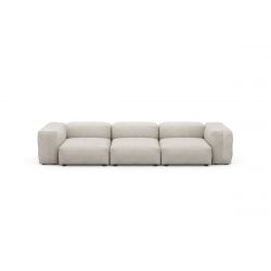 Canapé 3 à 4 places avec accoudoirs en cuir gris clair Vetsak, L.315 x H.60 x P.115,5 cm