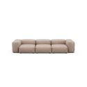 Canapé 3 à 4 places avec accoudoirs en cuir gris stone Vetsak, L.315 x H.60 x P.115,5 cm