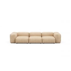 Canapé 3 à 4 places avec accoudoirs en cuir beige Vetsak, L.315 x H.60 x P.115,5 cm