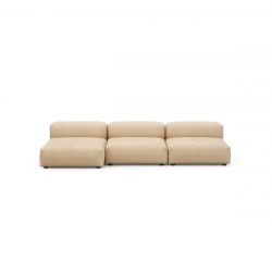 Canapé 3 à 4 places en cuir beige Vetsak, L.346,5 x H.60 x P.136,5 cm