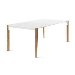 Table à manger Tango Fisso, 80x125x74 cm, blanc, piétement noyer, Horm Casamania