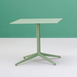 Table carré outdoor Ypsilon, plateau acier vert sauge, 70x70xH74 cm, Pedrali