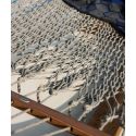 Hamac avec filet prolypropylene gris chiné, coussin et structure en bois, Unopiù