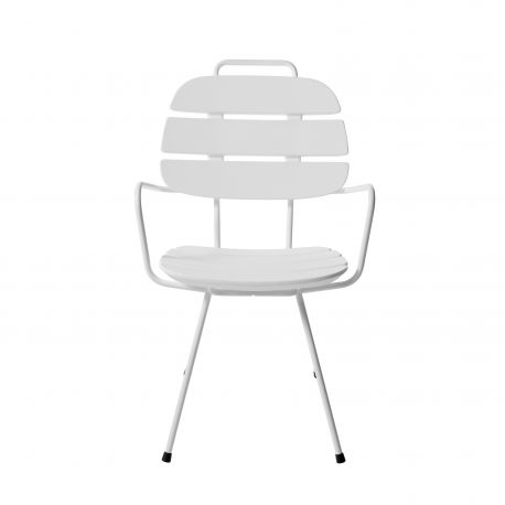Chaise à lattes Ribs blanc lait, Slide Design, L57 x P61 x H90 cm