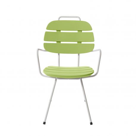 Chaise à lattes Ribs vert citron, Slide Design, L57 x P61 x H90 cm