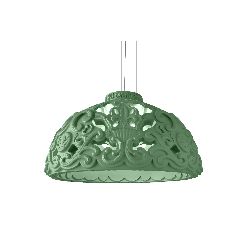 Lustre baroque Dame of Love vert sauge, Slide design, D 100 x H 54 cm