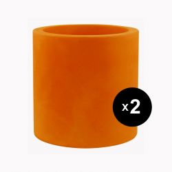 Set de 2 pots Cylindre diamètre 50 x hauteur 50 cm, simple paroi, Vondom orange