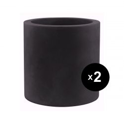 Set de 2 pots Cylindre diamètre 50 x hauteur 50 cm, simple paroi, Vondom noir