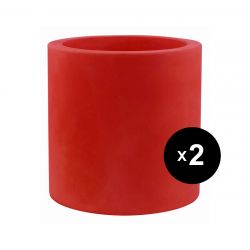 Set de 2 pots Cylindre diamètre 50 x hauteur 50 cm, simple paroi, Vondom rouge