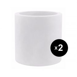 Set de 2 pots Cylindre diamètre 50 x hauteur 50 cm, simple paroi, Vondom blanc