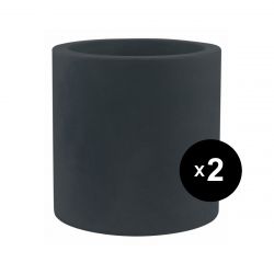 Set de 2 pots Cylindre diamètre 50 x hauteur 50 cm, simple paroi, Vondom gris anthracite