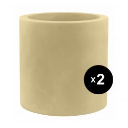 Set de 2 grands pots Cylindriques beige, simple paroi, Vondom, Diamètre 80 x Hauteur 80 cm
