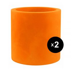 Set de 2 grands pots Cylindriques orange, simple paroi, Vondom, Diamètre 80 x Hauteur 80 cm